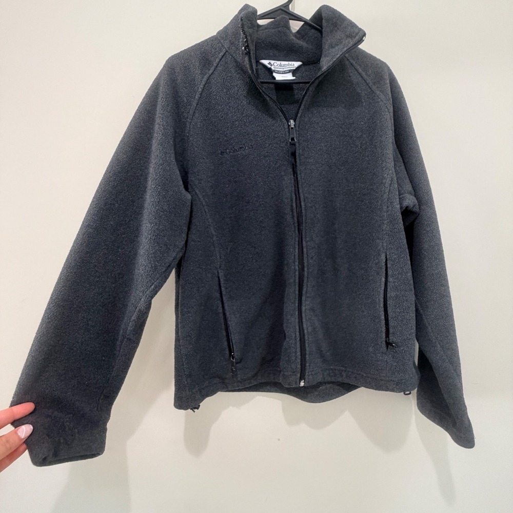 Columbia Fleece Jacket Women XL‎ Gray Full Zip Soft Outdoor Minimalist Gorpcore